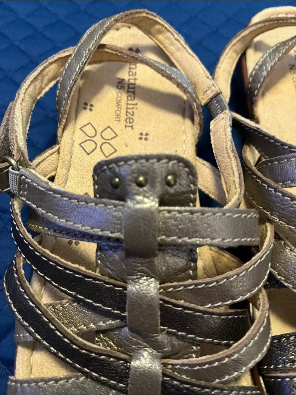 Naturalizer Metallic Bronze Multi-Strap Comfort Sandals